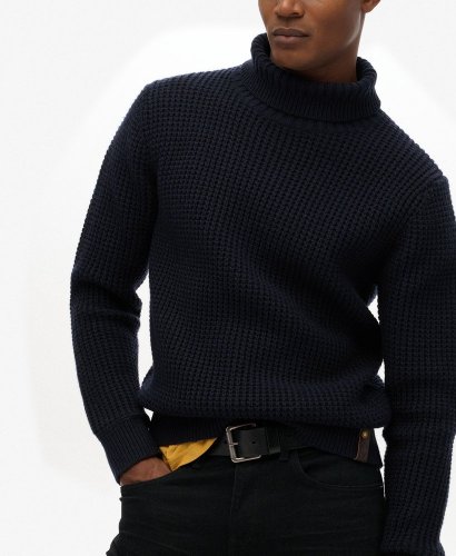 Superdry Men's Merchant Textured Roll Neck - Navy