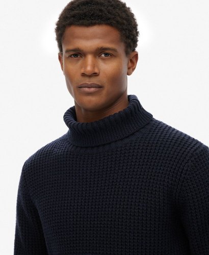 Superdry Men's Merchant Textured Roll Neck - Navy