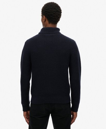 Superdry Men's Merchant Textured Roll Neck - Navy