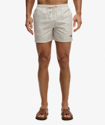 Superdry Men's Premium Printed 15 Swim Short - Mini Geo White / Blue