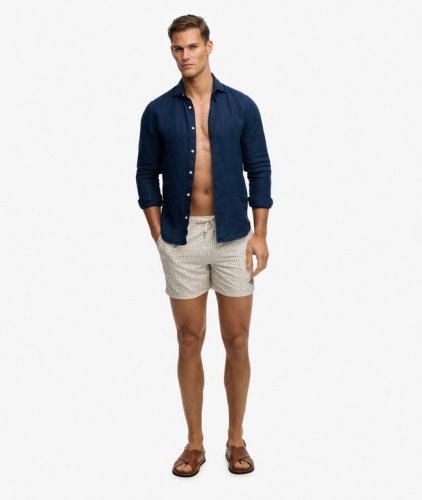 Superdry Men's Premium Printed 15 Swim Short - Mini Geo White / Blue