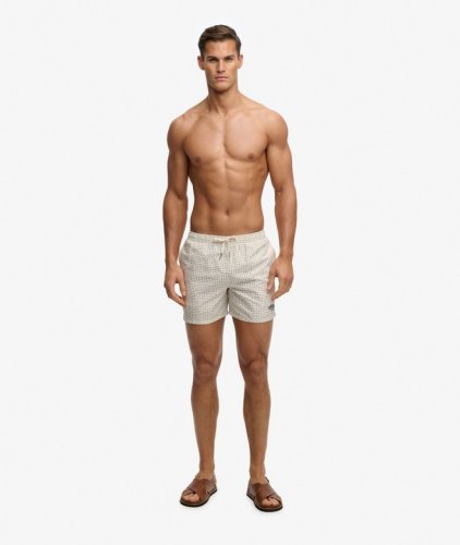 Superdry Men's Premium Printed 15 Swim Short - Mini Geo White / Blue