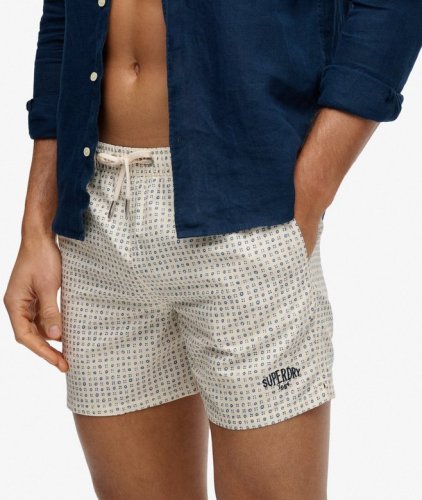 Superdry Men's Premium Printed 15 Swim Short - Mini Geo White / Blue
