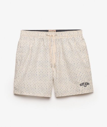 Superdry Men's Premium Printed 15 Swim Short - Mini Geo White / Blue