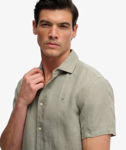 Superdry Men's Riviera Short Sleeve Linen Shirt - Bay Green