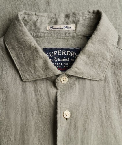 Superdry Men's Riviera Short Sleeve Linen Shirt - Bay Green
