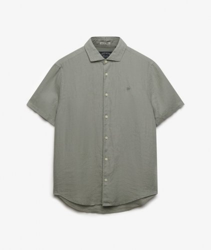Superdry Men's Riviera Short Sleeve Linen Shirt - Bay Green