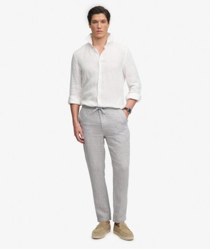Superdry Merchant Linen Pant - Ash Grey Chambray
