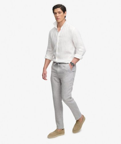 Superdry Merchant Linen Pant - Ash Grey Chambray