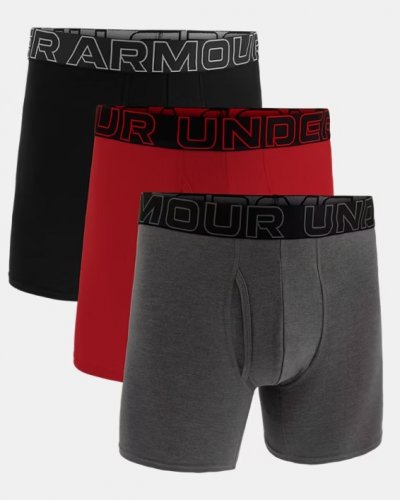 Under Armour Men's UA Performance Cotton 6inch 3-Pack Boxerjock - Castlerock Full Heather / Red / Steel