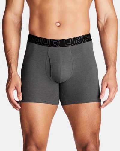 Under Armour Men's UA Performance Cotton 6inch 3-Pack Boxerjock - Castlerock Full Heather / Red / Steel