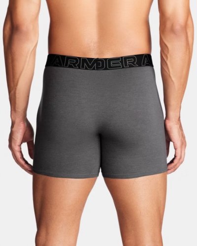 Under Armour Men's UA Performance Cotton 6inch 3-Pack Boxerjock - Castlerock Full Heather / Red / Steel