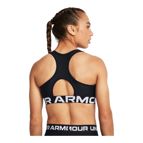 Under Armour Women's HeatGear Authentics Mid Branded Sport-BH - Black