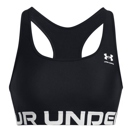Under Armour Women's HeatGear Authentics Mid Branded Sport-BH - Black